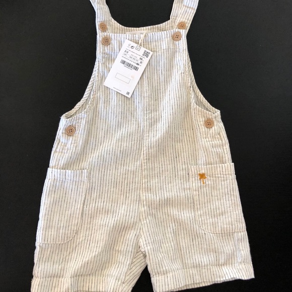 Zara Other - Zara Baby Kids Linen Overalls  2-3 Black Stripe